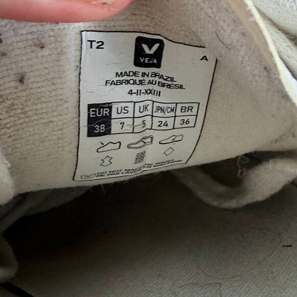 Veja Campo Sneakers Women's 7 White Leather Lace Up Low Top Athletic Shoes - Picture 10 of 10